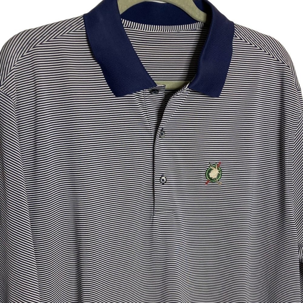 RedStick Golf Polo Shirt Native‎ Indian Seminole Navy Blue Stripe Mens 2XL READ